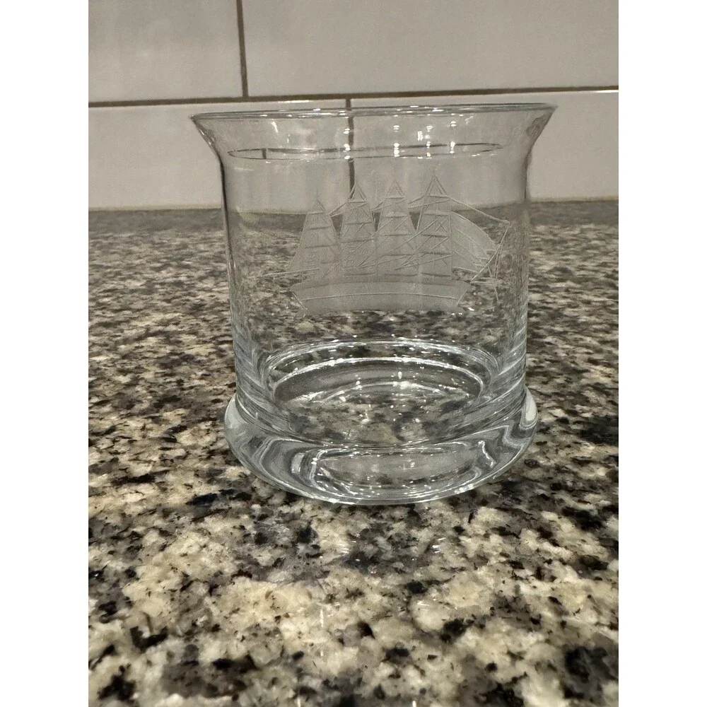 VTG, Clipper by Toscany, Hand Blown, Old Fashioned, Art Glass, Hand Etched